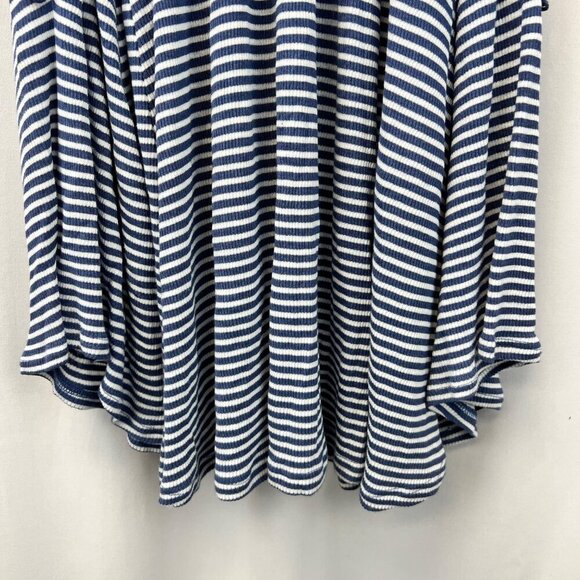 Cha Cha Vente Women’s Cold Shoulder Lace Trimmed Blue/White Striped Top M - Picture 5 of 9